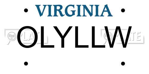 OLYLLW Virginia License Plate
