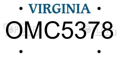 OMC5378 Virginia License Plate