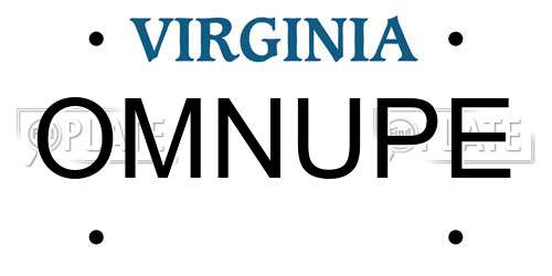 OMNUPE Virginia License Plate
