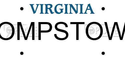 OMPSTOW Virginia License Plate