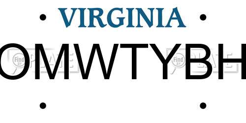 OMWTYBH Virginia License Plate
