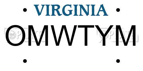 OMWTYM Virginia License Plate