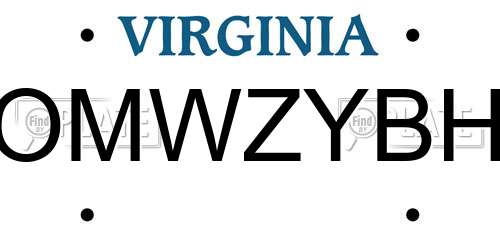 OMWZYBH Virginia License Plate
