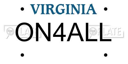 ON4ALL Virginia License Plate