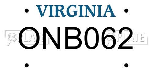 ONB062 Virginia License Plate