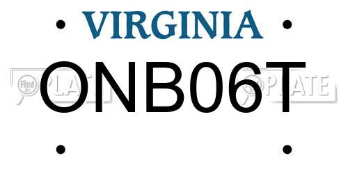 ONB06T Virginia License Plate