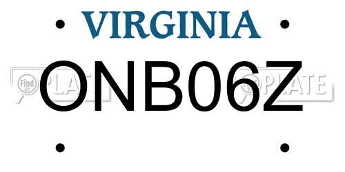 ONB06Z Virginia License Plate