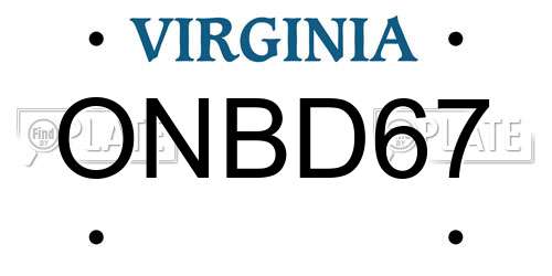 ONBD67 Virginia License Plate