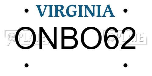 ONBO62 Virginia License Plate