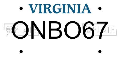 ONBO67 Virginia License Plate