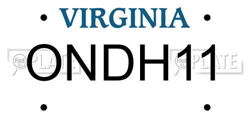 ONDH11 Virginia License Plate