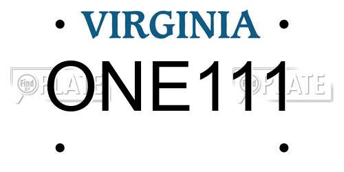 ONE111 Virginia License Plate