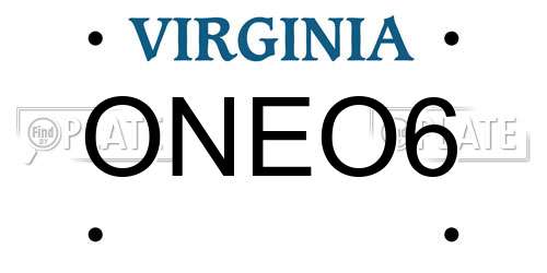ONEO6 Virginia License Plate
