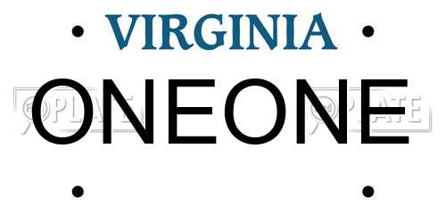 ONEONE Virginia License Plate