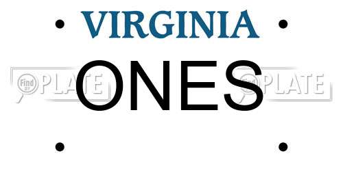ONES Virginia License Plate