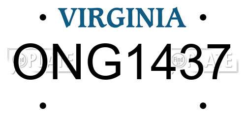 ONG1437 Virginia License Plate