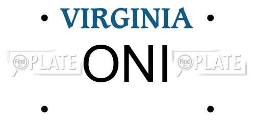 ONI Virginia License Plate