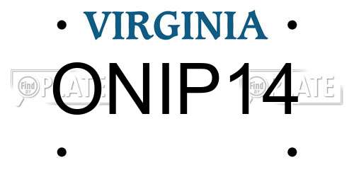 ONIP14 Virginia License Plate