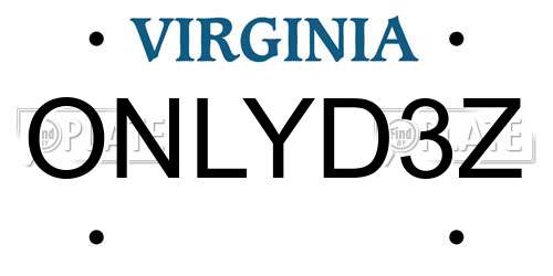 ONLYD3Z Virginia License Plate