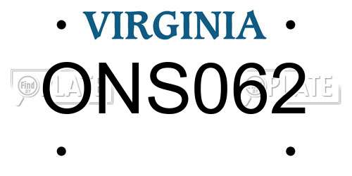 ONS062 Virginia License Plate