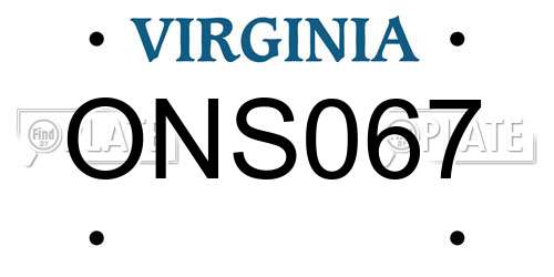 ONS067 Virginia License Plate