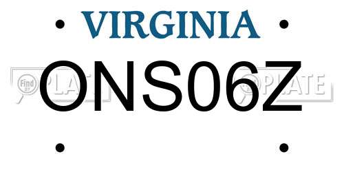 ONS06Z Virginia License Plate