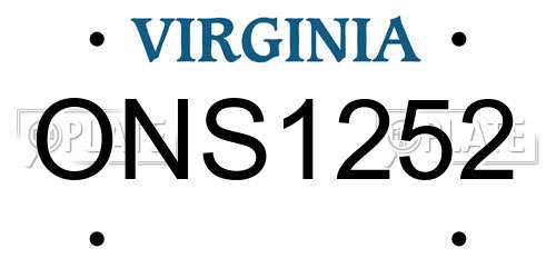 ONS1252 Virginia License Plate