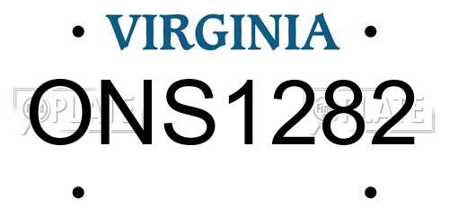 ONS1282 Virginia License Plate