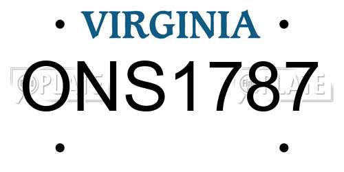 ONS1787 Virginia License Plate