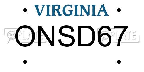 ONSD67 Virginia License Plate