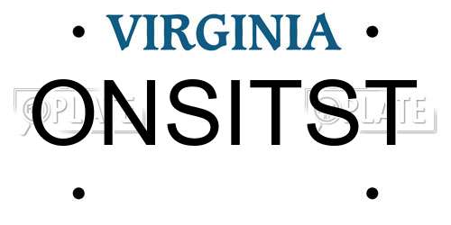 ONSITST Virginia License Plate