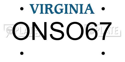 ONSO67 Virginia License Plate