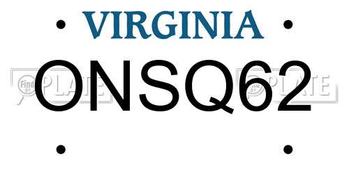 ONSQ62 Virginia License Plate