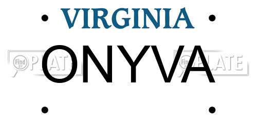 ONYVA Virginia License Plate