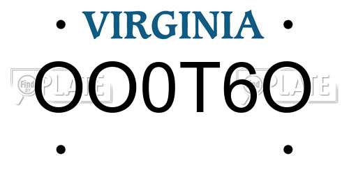 OO0T6O Virginia License Plate
