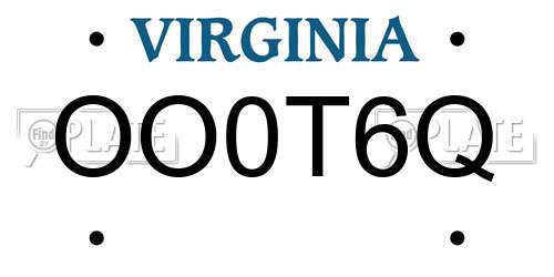 OO0T6Q Virginia License Plate