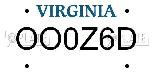 OO0Z6D Virginia License Plate