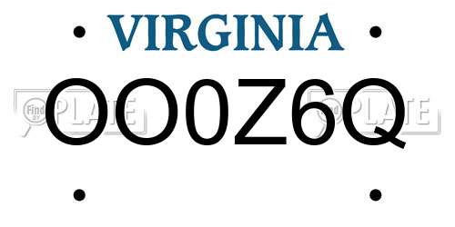 OO0Z6Q Virginia License Plate