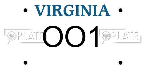 OO1 Virginia License Plate