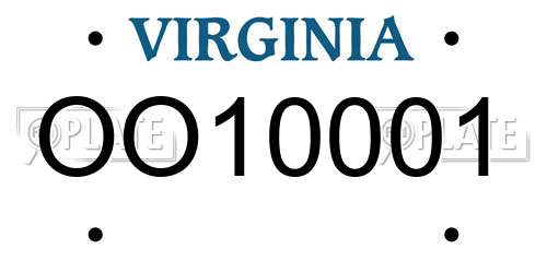 OO10001 Virginia License Plate