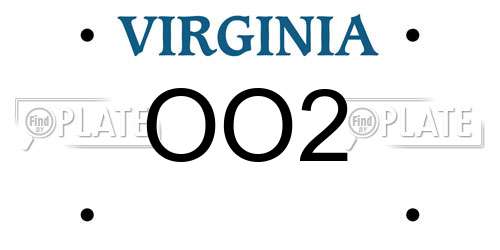 OO2 Virginia License Plate