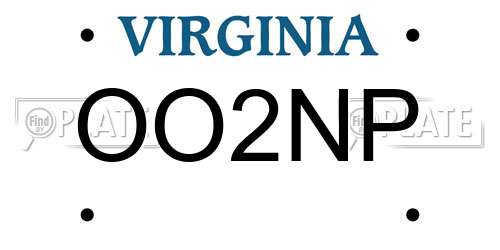 OO2NP Virginia License Plate