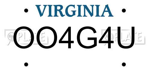 OO4G4U Virginia License Plate