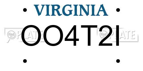 OO4T2I Virginia License Plate