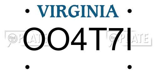 OO4T7I Virginia License Plate