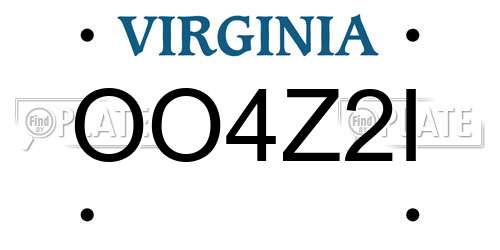 OO4Z2I Virginia License Plate