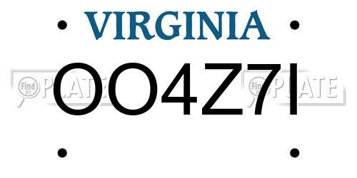 OO4Z7I Virginia License Plate
