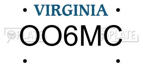 OO6MC Virginia License Plate