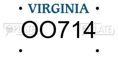 OO714 Virginia License Plate