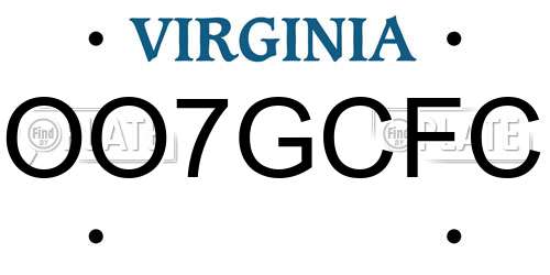 OO7GCFC Virginia License Plate